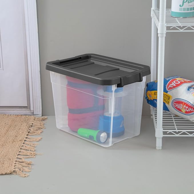 Sterilite Modular Stacker Box with Latching Lid, 30 Quart, 6-Pack
