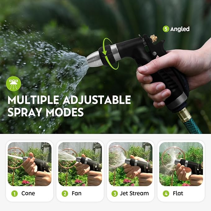 Metal Water Spray Nozzle, Grip Strength Adjustable Handheld Hose Nozzle, Adjustable Water Nozzle Spray with High Pressure for Watering Plants and Lawn, Car Washing, Patio and Pet Washing.