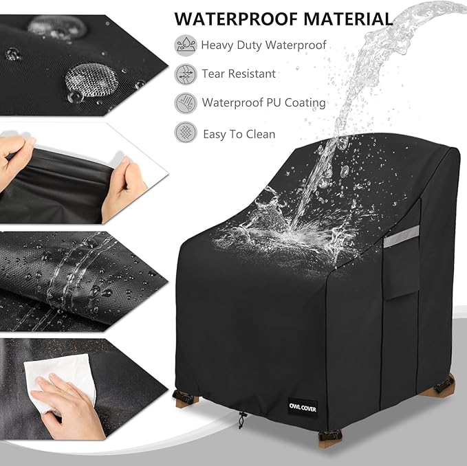 Outdoor Chair Covers 30" W x 34" D x 36" H,600D Heavy Duty Waterproof Patio Chair Cover,Outdoor Furniture Covers for Lawn/Garden Chiar,Black