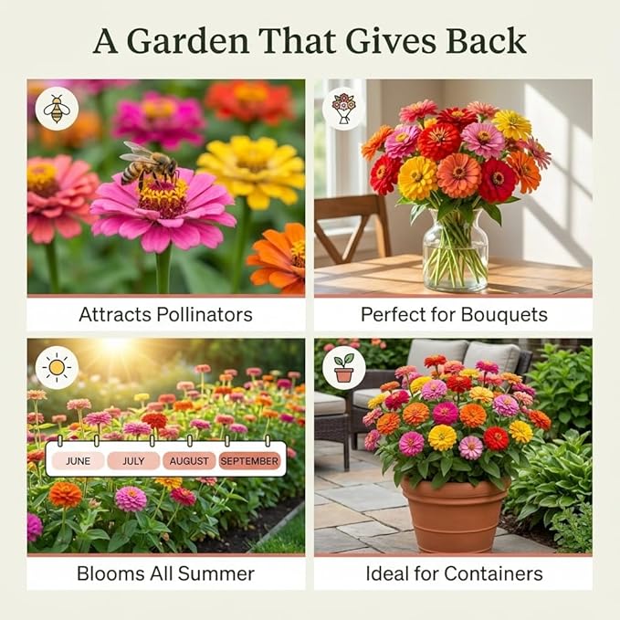 NatureZ Edge Zinnia Seeds for Planting Outdoors, Flower Seeds, Bulk Semillas De Flores para Sembrar, Pumila Mix 4.2 g