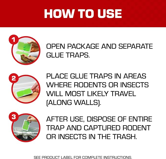 Tomcat Super Hold Glue Traps Mouse Size for Mice, Cockroaches, Spiders, and Scorpions, Ready-To-Use, 4 Traps | For Mice, Cockroaches, Spiders, and Scorpions, Ready-To-Use