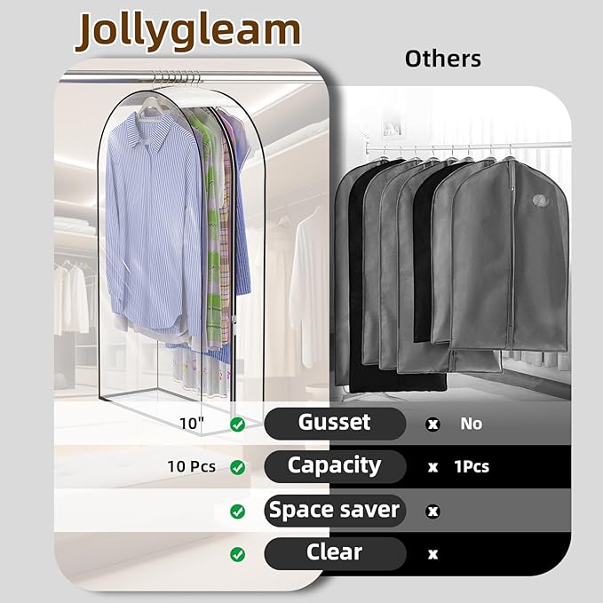Clear Garment Bags for Hanging Clothes, 4-Pack, 2x40"+2x50"