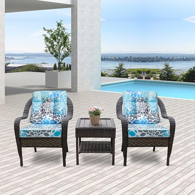 JMGBird Outdoor Chair Cushions Set - 19"x19" Deep Seat & Back Cushions, Water-Resistant Tufted Pillows for Patio Furniture