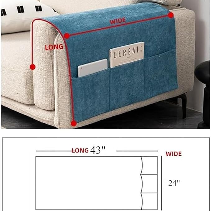 2 Pack Armchair Caddy for Couch Remote Control Holder Recliner Armrest Organizer Non Slip Sofa Arm Chair Caddie with 3 Pocket Storage for Magazine, Tablet, Phone, iPad (Yellow)