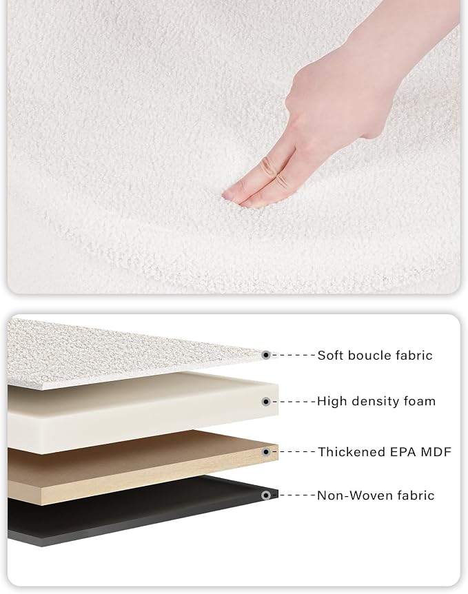 B FSOBEIIALEO Folding Storage Ottoman, Round Sherpa Ottomans, Cream White