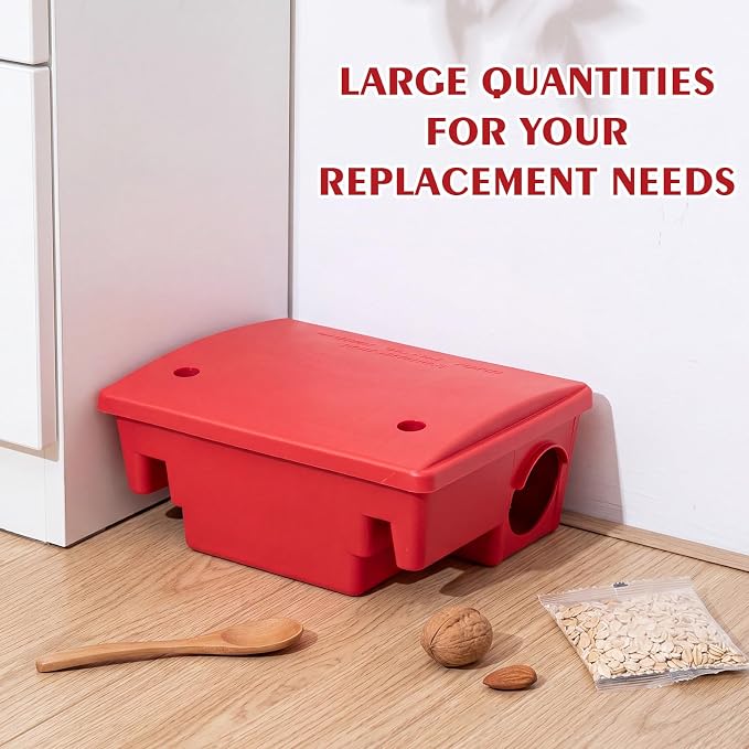 Qualirey 12 Packs Rat Bait Station Box Outdoor Rodent Rat Traps with Key Mouse Bait Station Indoor Mice Box for Outdoor Use Keeping Pets and Children Safe (Red)