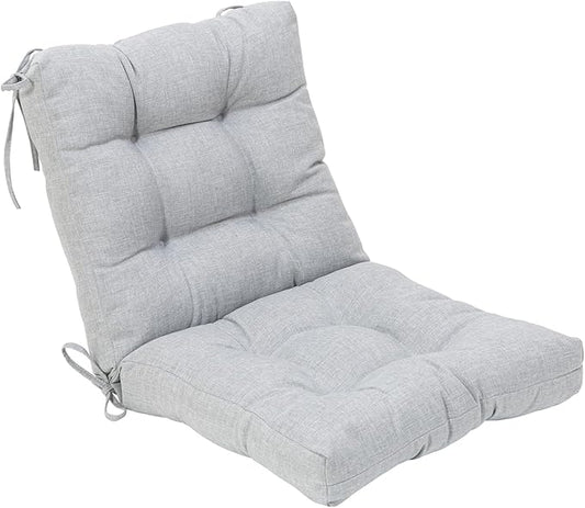 QILLOWAY Outdoor Chair Cushion for Patio Furniture, Waterproof Patio Cushions with Ties, Fade Resistant Replacement Pads for Outdoor Rocking Chairs,Silver,Grey