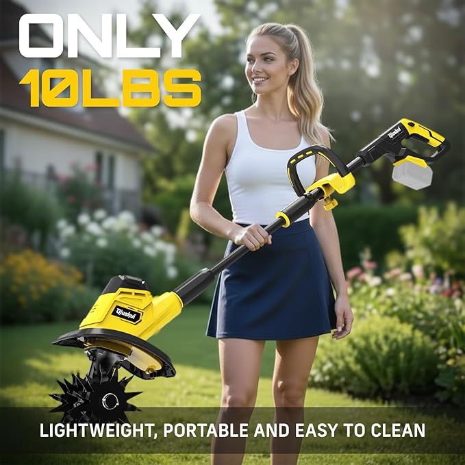 Cordless Garden Tiller Cultivator Compatible with Dewalt 20V MAX Battery, 360 RPM Electric Rototiller, 48 Steel Tines, 9.0" Tilling Width, 6.6" Depth, Rotary Tiller for Lawn/Gardening/Soil(Tool Only)