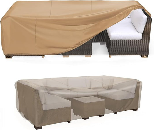Mrrihand Heavy Duty Patio Furniture Covers, Outdoor Furniture Covers Waterproof Sectional Sofa Set , Patio Table and Chair Set Cover 62"L×42"W×28"H,Brown