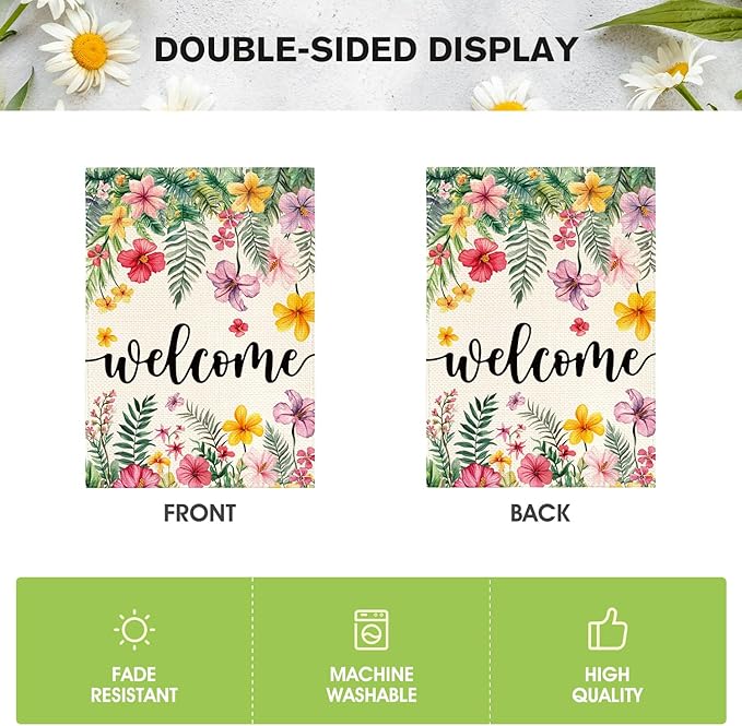 AVOIN colorlife Spring Summer Plumeria Flowers Garden Flag 12 x 18 Inch Double Sided, Seasonal Welcome Yard Outdoor Flag