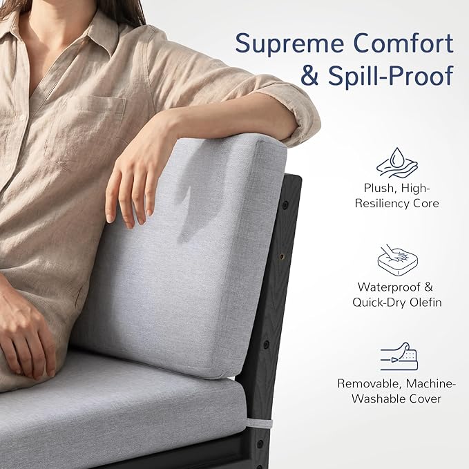 Stoog Modular 2-Seater Outdoor Loveseat, Convertible Sofa with Removable Arm – Waterproof HIPS Frame & Olefin Cushions for Patio, Poolside, Backyard, Black
