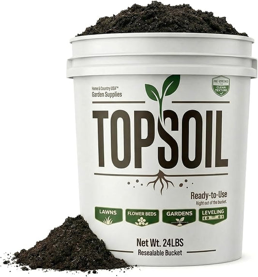 All Purpose Topsoil 24 lb Pail, Organic Potting Soil and Planting Mix, Root Boosting Garden Soil for Indoor Outdoor Houseplants, Flowers, Vegetables, Herbs, Shrubs, Raised Beds and Containers