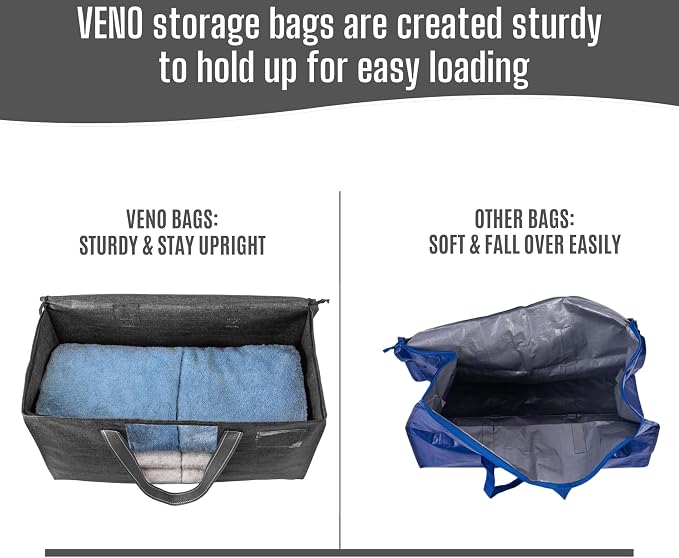 VENO Moving Bags, Wide Open Top, Clear Window, Gray, 8 Pack