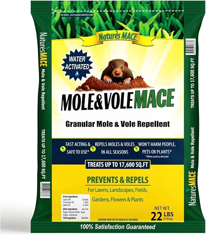 Nature's MACE Mole & Vole MACE – Yard & Garden Granules, Castor Oil Formula, Outdoor Use, Plant & Pet Safe, 352 Fl Oz (Pack of 1)
