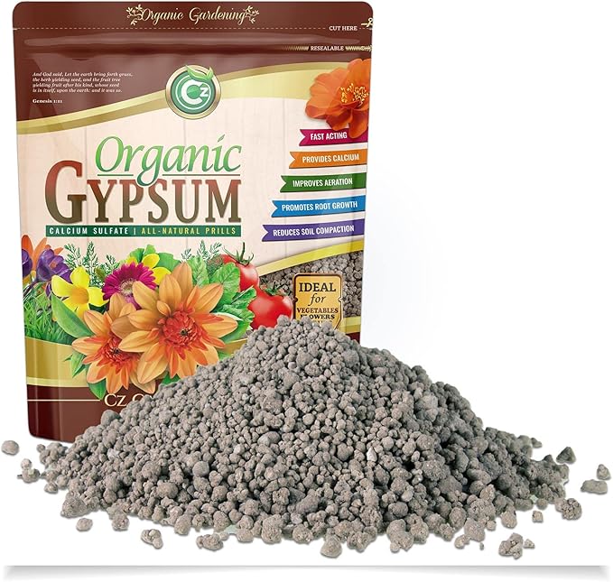 Gypsum Granules - Made in USA - OMRI Listed - Calcium Sulfate Dihydrate - Garden Soil Amendment Fertilizer for Lawns, Plants, Calcium & Sulfur Additive. Cures Blossom End Rot in Tomatoes & Peppers