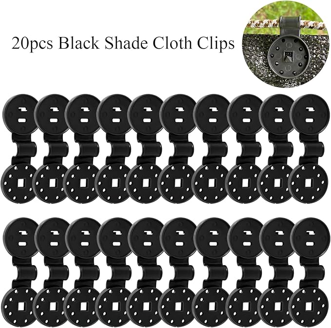 20pcs Shade Cloth Heavy Duty Lock Grip 1.5in Black Plastic Clip Garden Sun Shade Fixed Clamp Outdoor Sunshade Net Fixing Clip for Garden Sunshade Net Anti Bird Netting