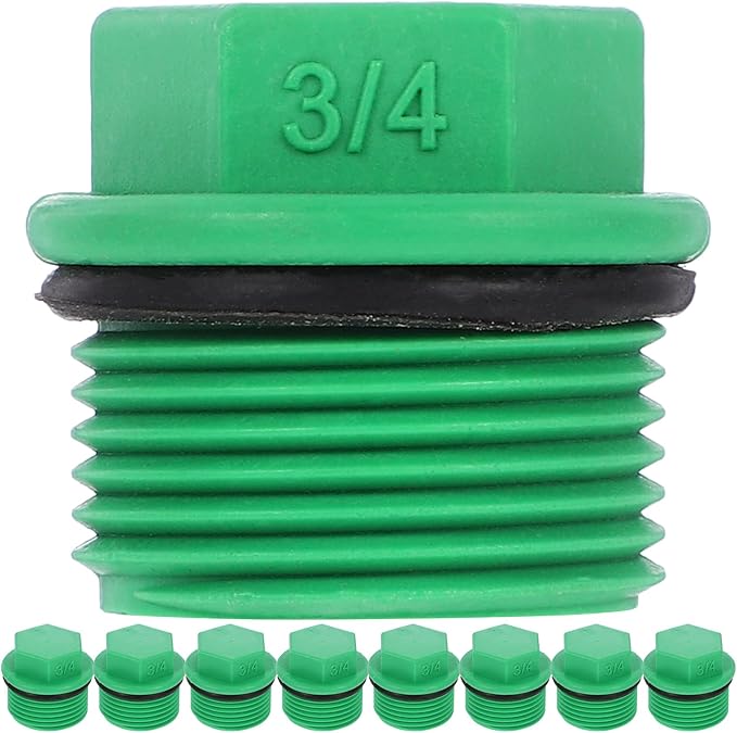 POPETPOP 10 Pieces 3/4 Garden Hose Caps and Plugs, Male Thread Pipe Plug End Cap, PPR Material Garden Irrigation Tubing Stopper Drain for Splitters, Manifolds, Rain Barrels - Prevents Leakage