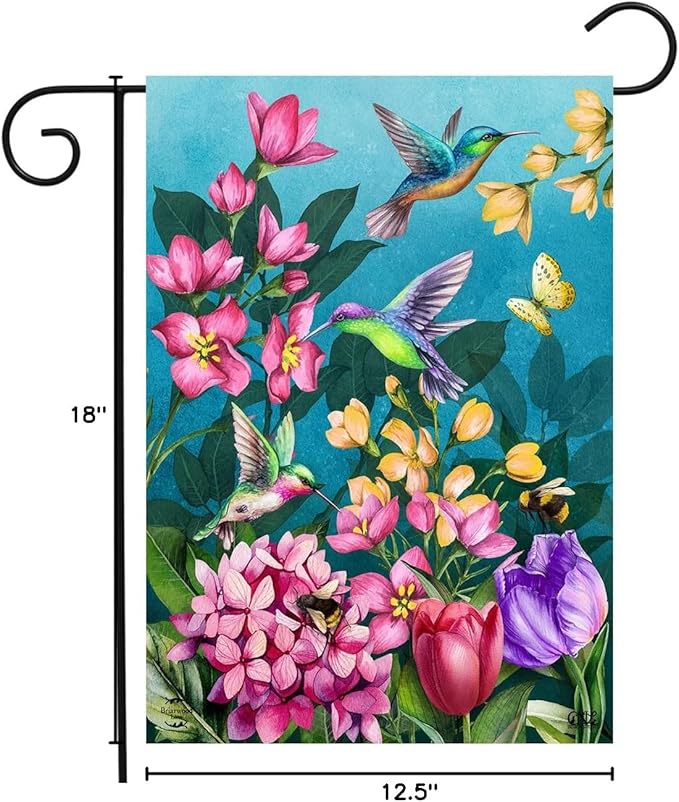 Springtime Hummingbirds Spring Garden Flag 18" x 12.5" Briarwood Lane