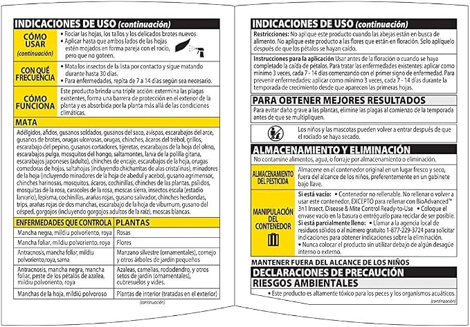 BioAdvanced 3-in-1 Insect, Disease, and Mite Control Spray - Insecticide, Fungicide & Miticide - Ready-to-Use - Prevents Pests and Diseases - Up to 30 Days Protection - 24 fl oz Bottle (Pack of 2)