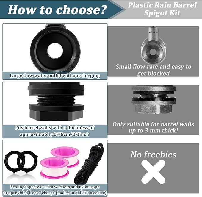 Rain Barrel Spigot Kit 4 Kit Water hose Shut-Off Ball Valve Plastic Garden Hose Shut Off Valve+3/4 GHT Rain Barrel Bulkhead Fitting for Rain Barrels Water Tank Pond Aquarium Tubs Pools Spigot