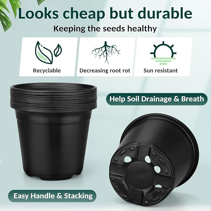 110 Pcs Small Plastic Palnt Pot, 4 5 6 Inch Nursery Pots with Drainage, Seedlings Starter Pots for Plants, Great for Herbs, Cuttings, and Starter Plants (110 pcs, 4 inch)