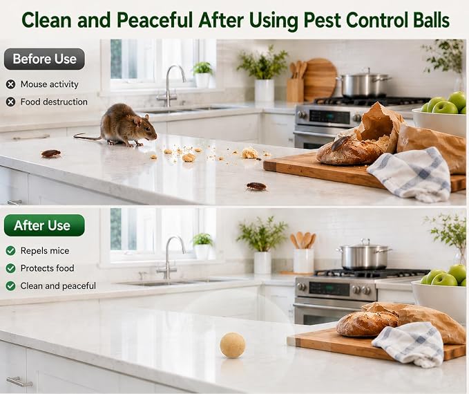 Pest Repellent Balls, MothBalls for Outdoor use, Keep Pest Away Repel Mice and Rats, Roach, Ant, Spider, Mosquito and Moth 8 Balls