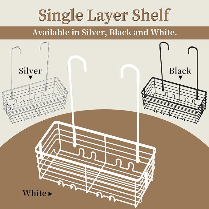 DELLAN Hanging Shower Caddy, Shower Rack Hanging for Bathroom, White