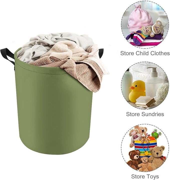 Large Laundry Hamper Bag, Light Green Trend Color Collapsible Laundry Basket with Drawstring Dirty Clothes Organizer Washing Bin for Family Essentials Storage