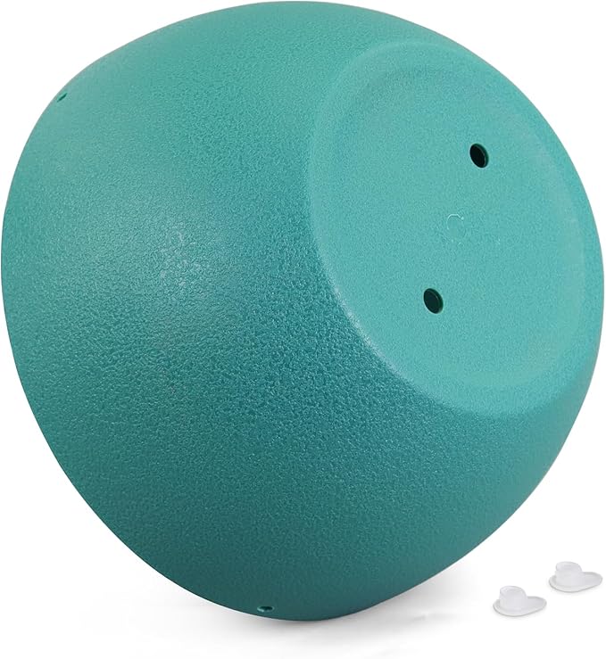 Meowell 12 inch Large Hanging Planters for Indoor Outdoor Plants, 2 Pack Hanging Flower Plant Pots with Drainage Holes and Chain for Garden Porch, Plastic Hanging Baskets for House Plants, Blue Green