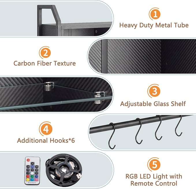 Gaming Floating Wall Shelves with LED Lights, Wall Mounted Shelf