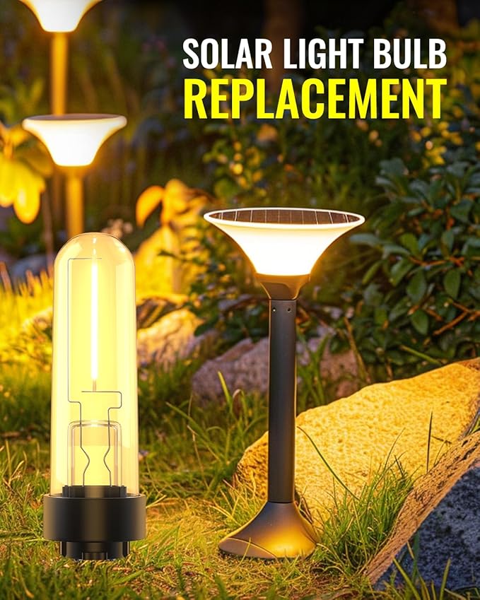 Solar Garden Light Replacement Bulbs, Warm White 3000K 0.5W Outdoor Fence Light Bulbs DC 3V for Yard Landscape Path Lawn Patio Walkway, 2-Pack