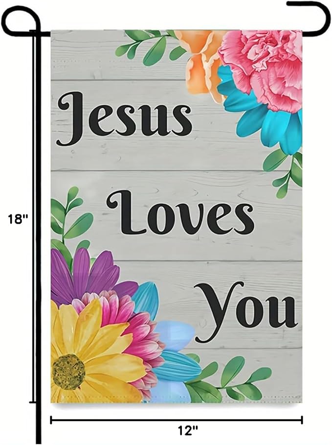 Happy Easter Jesus Loves You Garden Flag 12 x 18 inch Double Sided Outside decorations,Easter Small Garden Flags For Outdoor Yard Lawn