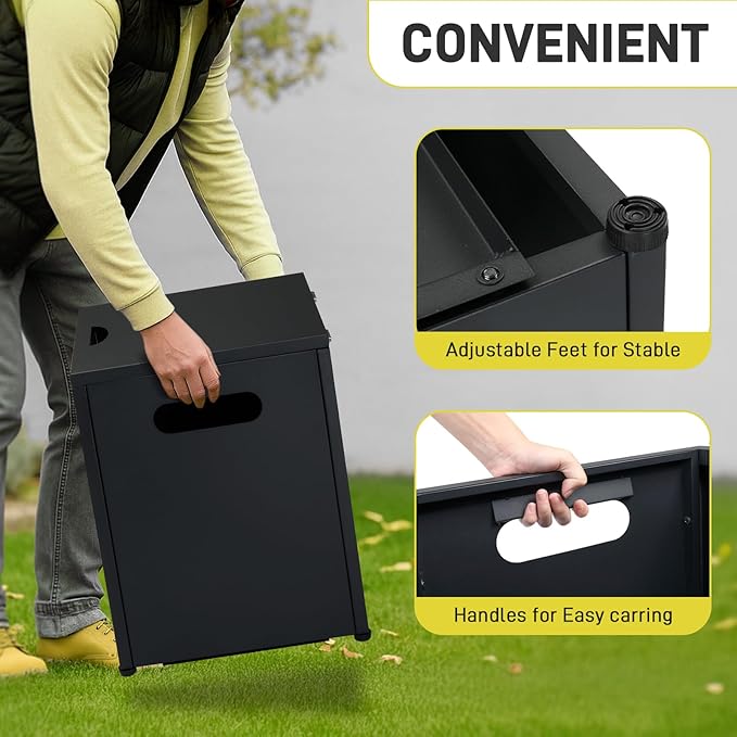 Outvita Outdoor Propane Tank Cover Table, 16in Propane Tank Storage Box with Carry Handle, Powder-Coated Steel, Multi - Use as Side Table for Patio, Garden & Living Room, 16 * 16 * 19.8inch, Black