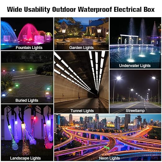 Junction Box Outdoor Waterproof Electrical Box, 3 Way Plug Line Plastic External Junction Box, Electric Power Cord Boxes Suitable for Outdoor Lights, Landscape Lighting (3way)