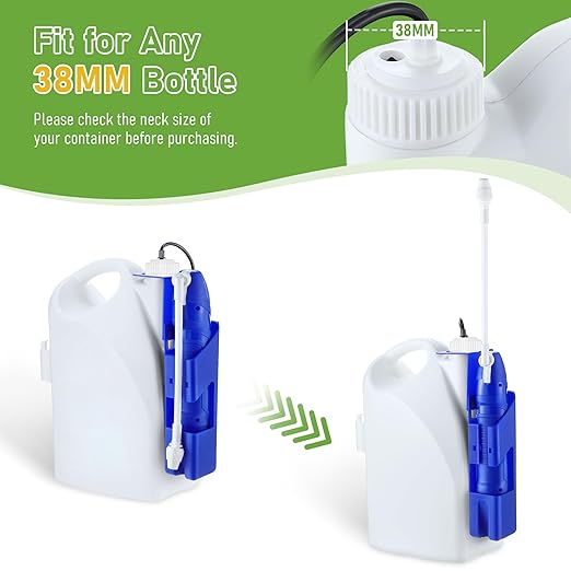 Qualirey Battery Powered Sprayer Wand with Holster, Foldable Nozzle Fits 38mm Cap 1 Gallon Jugs, Electric Weed Bug Ant Killer for Beach Cleaning, Gardening, Lawn and Disinfecting(Blue)