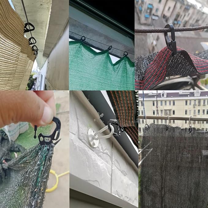 50 Pack Shade Cloth Clips Plastic Lock Grip Hooks Hanging Clamps Buckle for Sun Shade Cloth Net Anti Bird Netting Garden Greenhouse Shade Cloth Cover Mesh Tarp Outdoor Sun Shades
