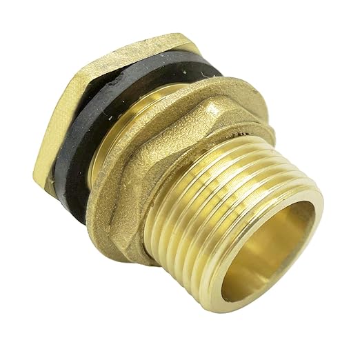 1" Male Brass Water Tank Connector Bulkhead Tank Fitting for Rain Barrels, Aquariums, Tubs, Pools