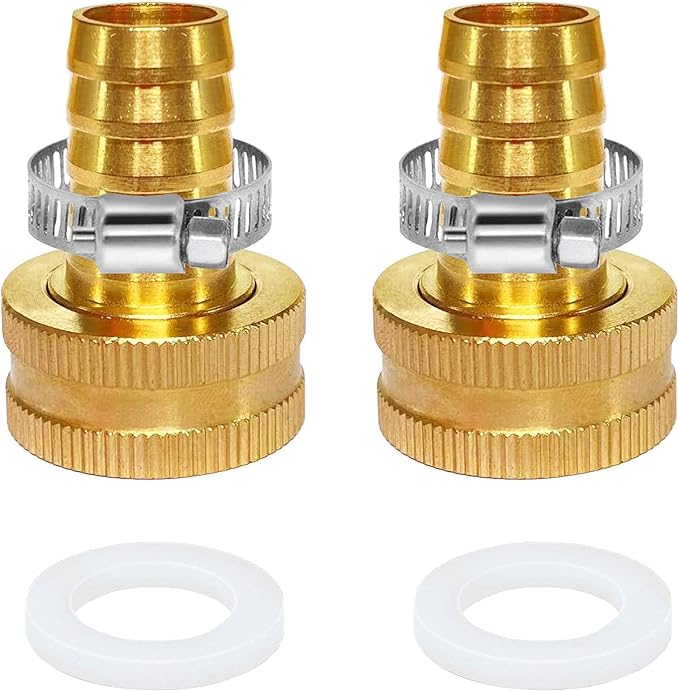 Garden Hose Adapter Swivel Fitting GHT 3/4 to 1/2 Hose Drip Irrigation Tubing to Faucet - Reusable Connector Fittings for Most Rain Bird, Orbit, Dig, Toro 1/2 Tubing x 3/4" GHT(2PCS)