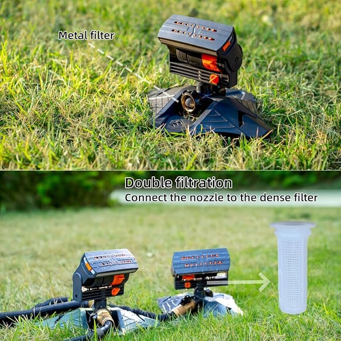 Upgraded Adjustable Oscillating Sprinkler, 16 Mini Turbine, Wide Area Coverage, Heavy-Duty Triangular Bracket Compatible for Lawn Yard Garden Watering