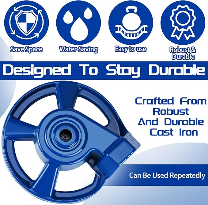 Domensi 2 Pack Cast Iron Lawn Sprinklers for Yard Heavy Duty Metal Garden Water Sprinkler American Threaded Joints for Lawn Garden Yard Irrigation System, Blue