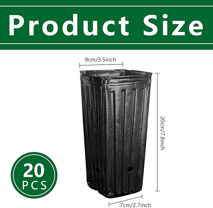 Iceyyyy 20Pcs Tall Tree Pots,Plastic Deep Nursery Treepots,7.8" Tall Seedling Flower Plant Container Pots for Indoor Outdoor Garden Plants (20pcs)