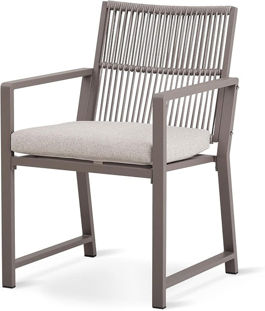 Aluminum Indoor Dining Chairs - Imitation Rope Vine Chair Ergonomic Backrest Design Detachable Seat Cushion Soft and Breathable Suitable for Kitchens Restaurants,Champagne Color Set of 1