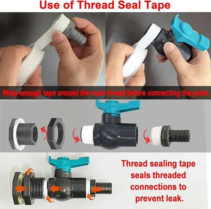 Rain Barrel Spigot PVC Faucet Kit Water Diverter Kit with Bulkhead Fitting, Ball Valve, Garden Hose Barb(25mm) Adapter, Pipe Clamps, Thread Tape, Hole Saw(for 25mm ID Hose)