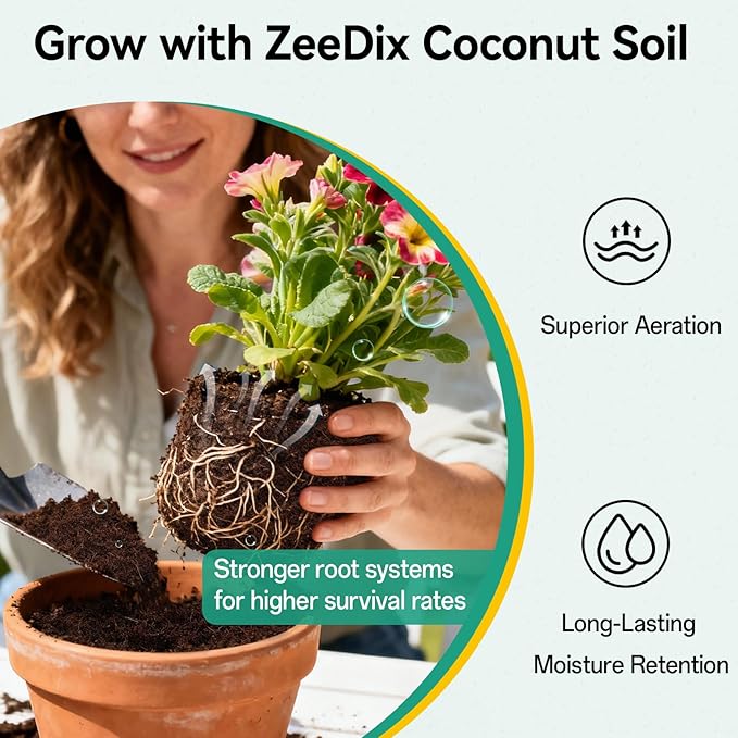 ZeeDix 50pcs(50mm) Coco Coir Pellets Potting Soil Indoor Plants, Compressed Coconut Coir Soil Pellets Seed Starting Pellets Discs for Planting Flowers Bonsai Herbs Plants and Vegetables