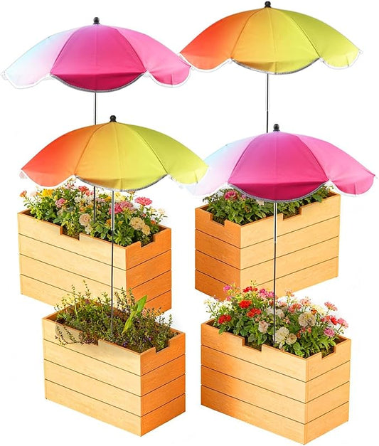 4 Pack Upgraded Plant Umbrellas for Outdoor Plants, 24.8" Larger Garden Plant Umbrella Shade with Adjustable Angle, 40" Higher Sun Shade for Plants, Potted Plant, Garden Beds