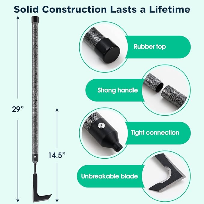Lilyvane Crack Weeder for Crevice Weeds Weeding: 74” Long Handle, Heavy Duty Carbon Steel Weed Puller for Sidewalk Paver Deck Boards Weed Removal