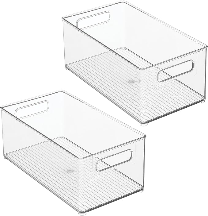 iDesign Stackable Fridge Bin, Set of 2, Clear
