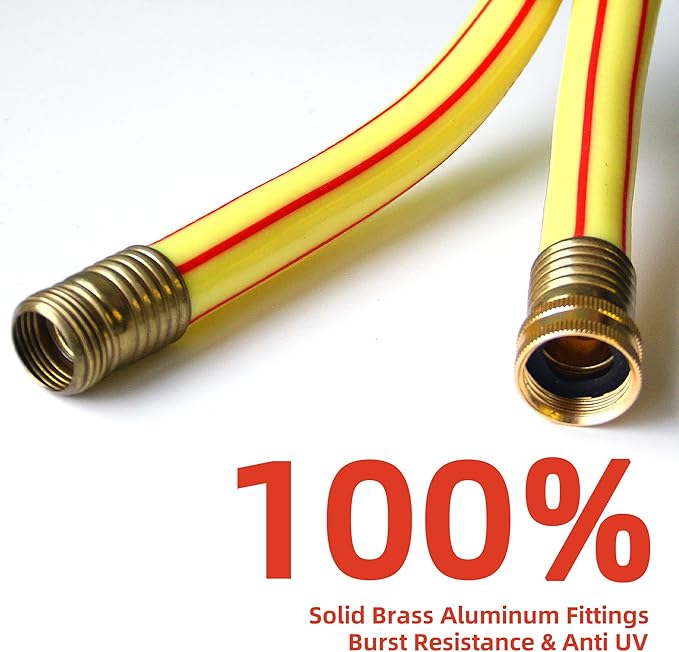 Lead-in Yellow Short Garden Hose 3/4 in. x 10 ft. -No Kink, Leak Free, Flexible, Male to Female Fittings -Heavy Duty Lightweight PVC Water Hose -150PSI Work & 500PSI Burst, for Reel Cart & Outdoor Use