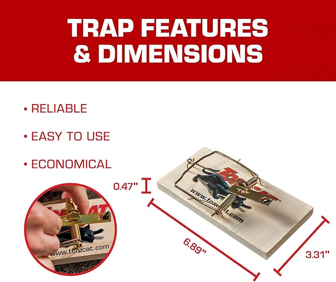 Tomcat Wooden Rat Traps - Disposable Non-Chemical Rat Trap for Homes, Garages and Basements, Single Pack