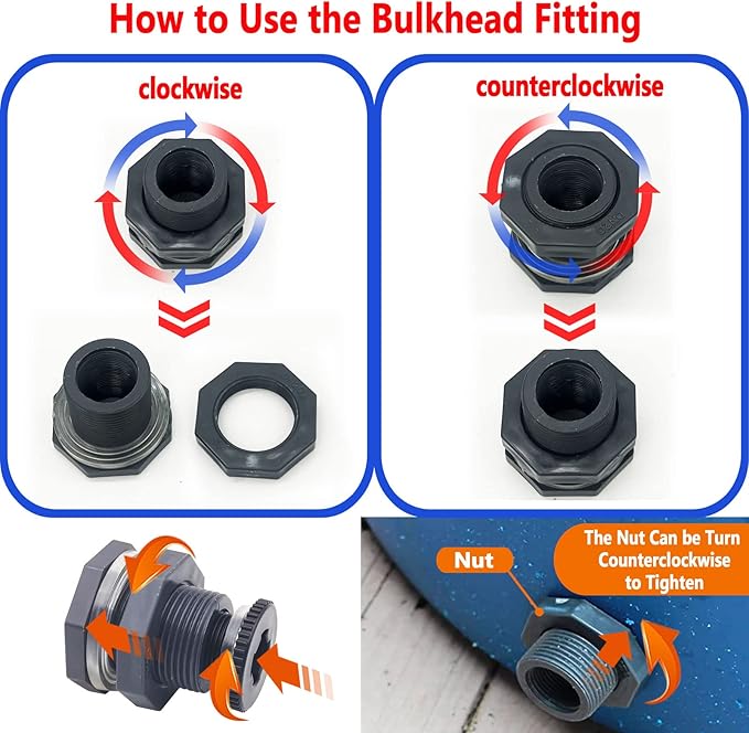 Rain Barrel Spigot PVC Faucet Kit with Bulkhead Fitting, Ball Valve, Garden Hose Barb Adapter, Pipe Clamps, Thread Seal Tape (16mm ID Hose)